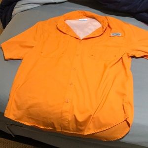 Orange Columbia PFG short sleeved Button Down